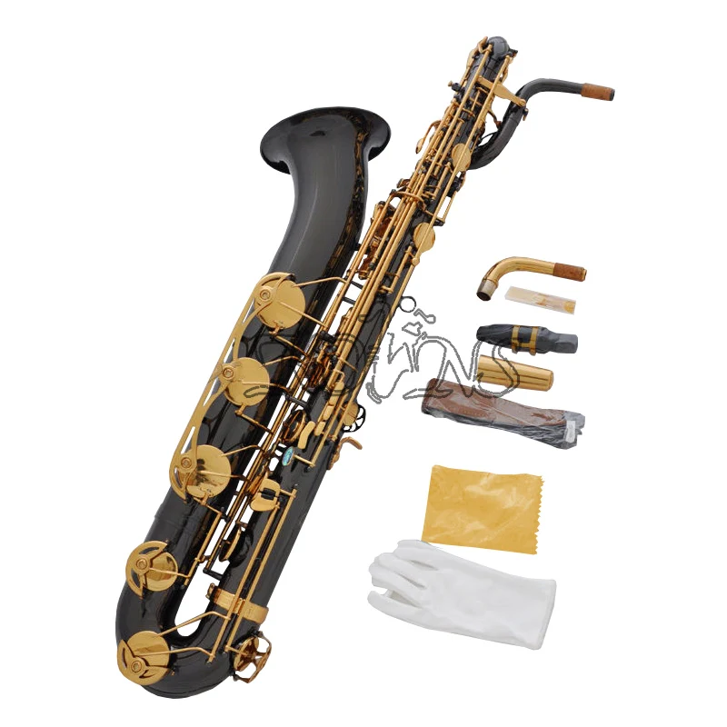 

Professional Black Nickel Eb Baritone Saxophone Sax Abalone shell Low A key