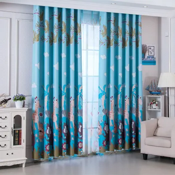 

Latest 2 Colors Cute Cartoon Animals Lion Elephant Giraffe Curtains for Kids Living Room Bedroom Shade Cortina Customized Size