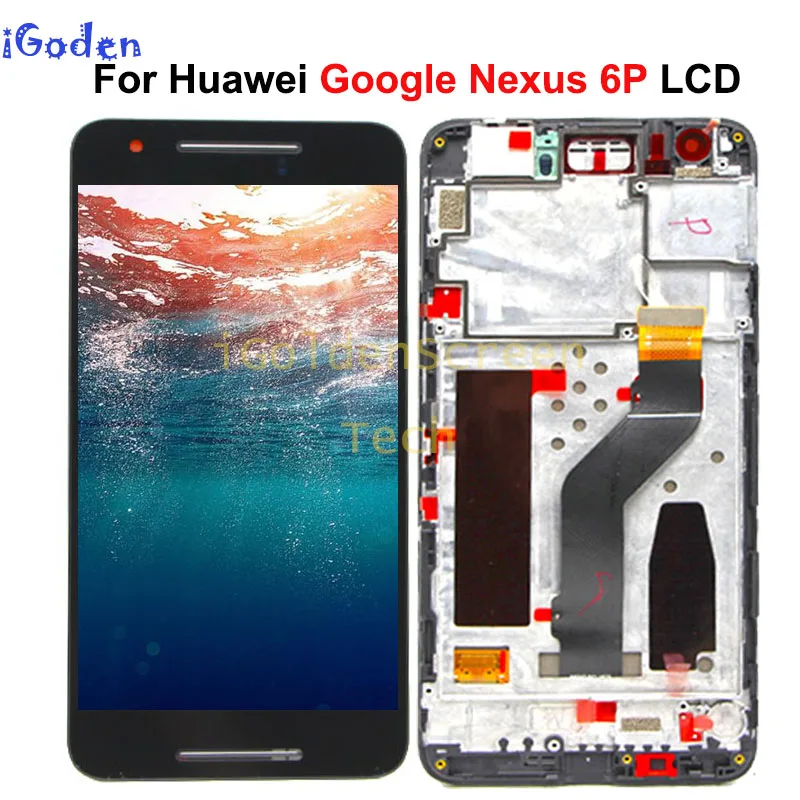 

original Black For 5.7" Huawei Google Nexus 6P LCD Display Touch Screen Digitizer with Frame Assembly Replacement Nexus 6P LCD