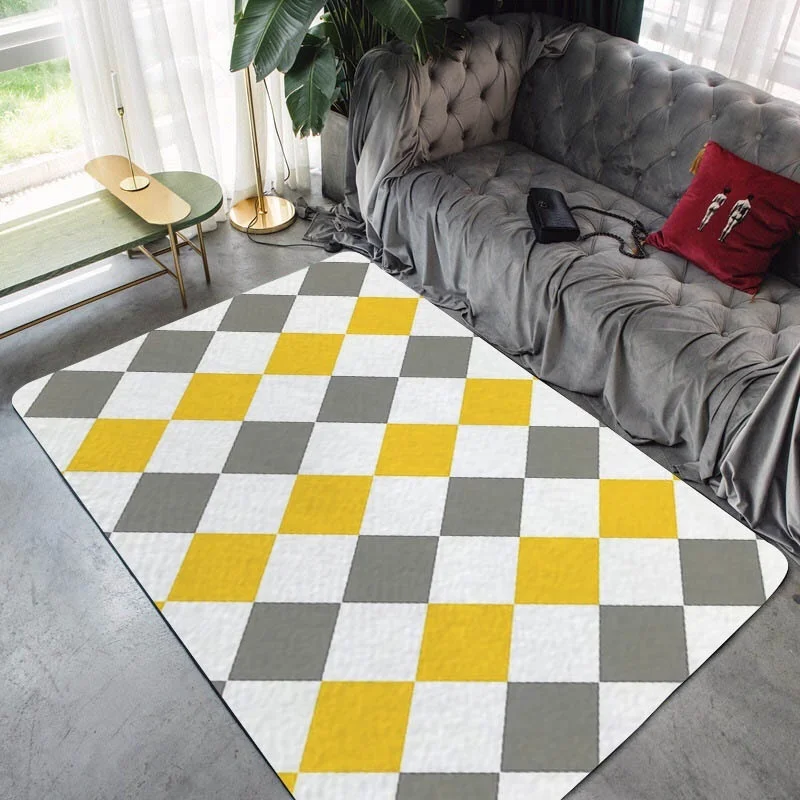 Простой Желтый Серый геометрический принт коврик для ванной практичный декоративный без скольжения большой прямоугольный фланелевый коврик для гостиной ванная комната карп