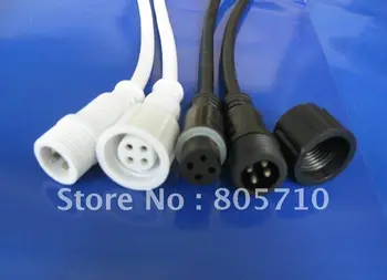 

10Pairs/lot 4-Core 24mm 0.75mm2 waterproof white/black cable 20cm female and male