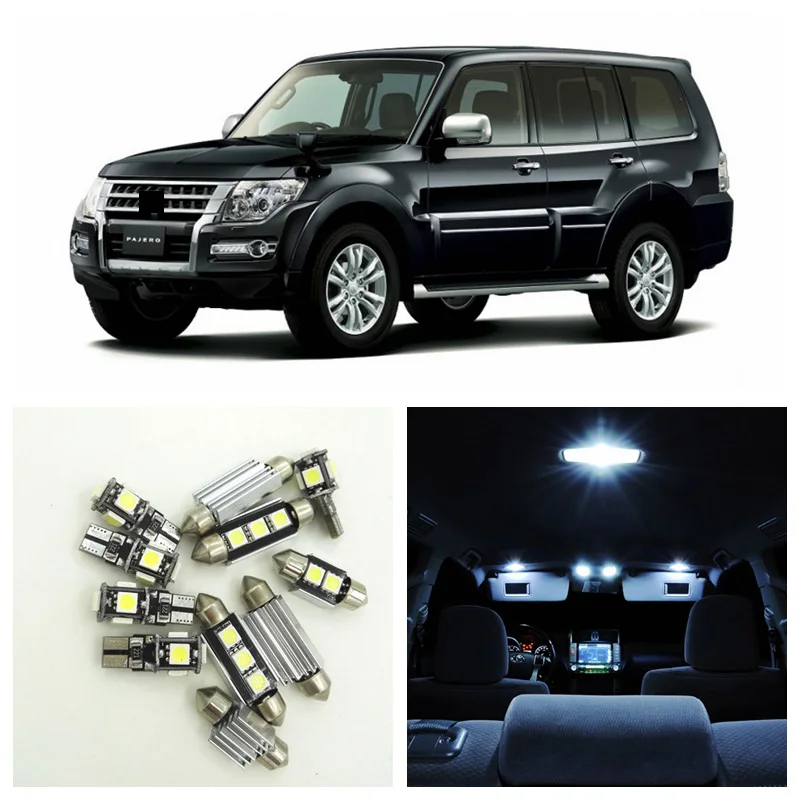 

16pcs White LED Light Car Bulbs Interior Package Kit For 1999-2006 Mitsubishi Montero V60 Pajero Map Dome Trunk Door Lamp