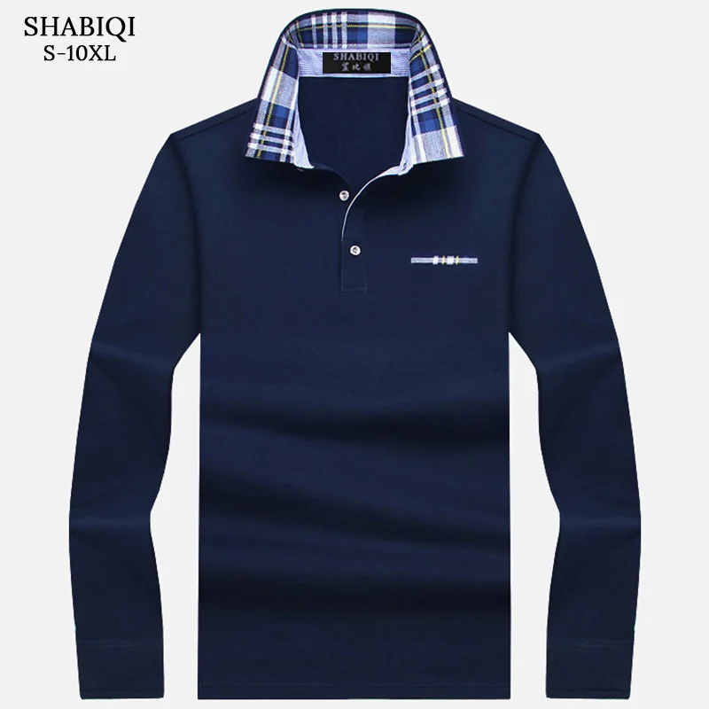 SHABIQI New Brand Men's Solid Long Sleeve Polo Shirt Men Autumn Full ...