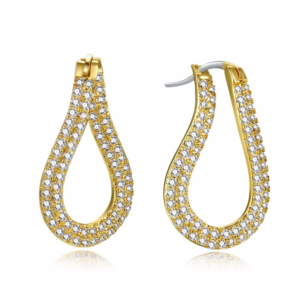 Fashion Golden Crystals Huggies Earrings Cubic Zirconia Hoop Earrings for Women