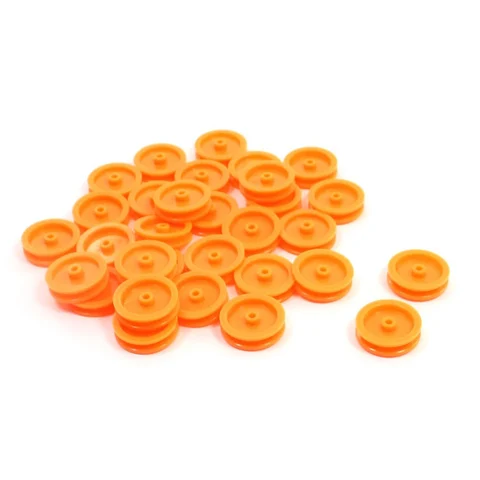 30 Pcs 2mm Hole Orange Plastic Belt Pulley for DIY RC Toy Car Airplane title=