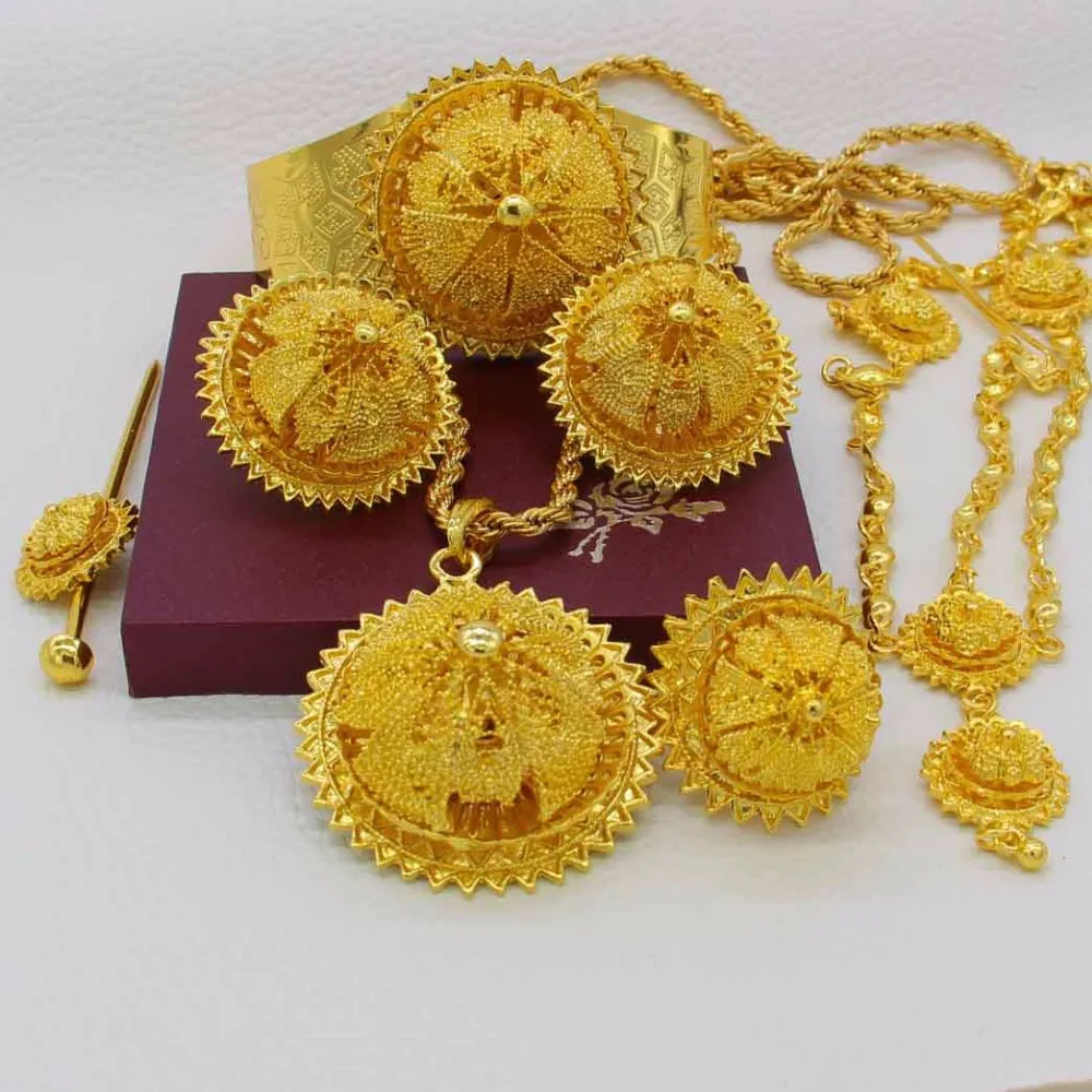 Adixyn народный праздник ювелирные изделия 24 K золото цвет вечерние/свадебные эфиопские/африканские женские модные ювелирные изделия набор