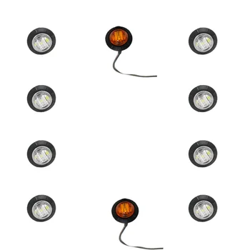 

Tkeapl THTMH 10X Mini amber 3/4" Round Side 3 LED Marker Trailer Bullet Clearance License clear Light