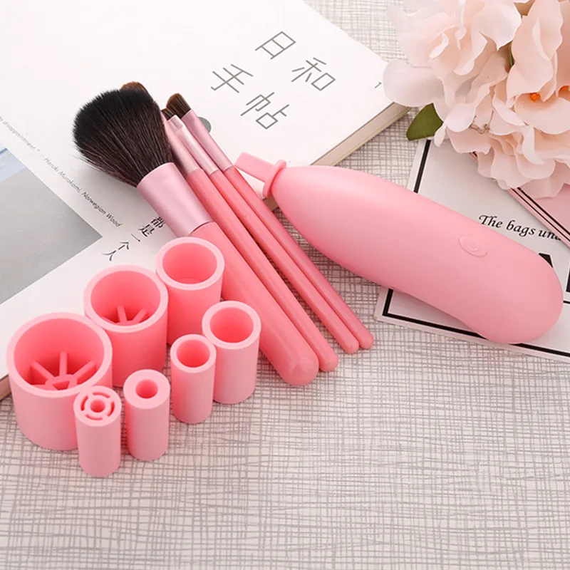 Professional Pink/White/Black Electric Makeup Brush Cleaner&Dryer Set Machine Makeup Foundation Powder Brush Cleansing Tool 25