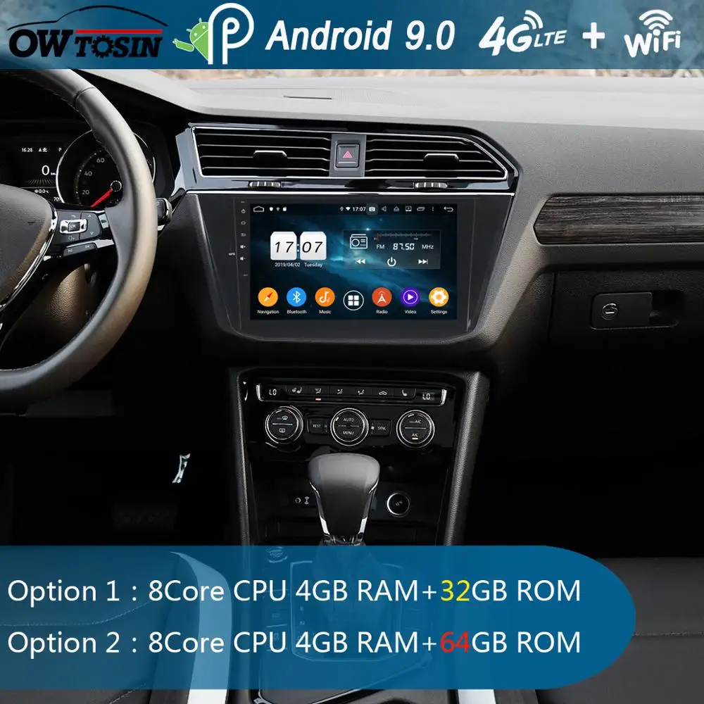 Clearance 10.1" IPS 8Core 4G+64G Android 9.0 Car DVD Player For VW Volkswagen Tiguan L 2017 2018 2019 GPS Navigation Radio Parrot BT DSP 1