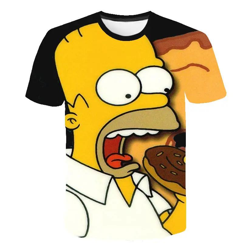 Мужская футболка с забавным 3D принтом Гомера Симпсона и его сына, футболка с коротким рукавом, модные повседневные Топы И Футболки, брендовая одежда унисекс