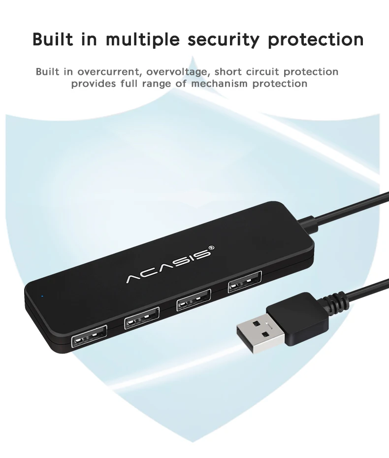 Acasis USB 2,0 3,0 Компактный светильник Портативный высокоскоростной usb-хаб для Usb 2,0 3,0 USB разветвитель r ноутбук 4 порта адаптер