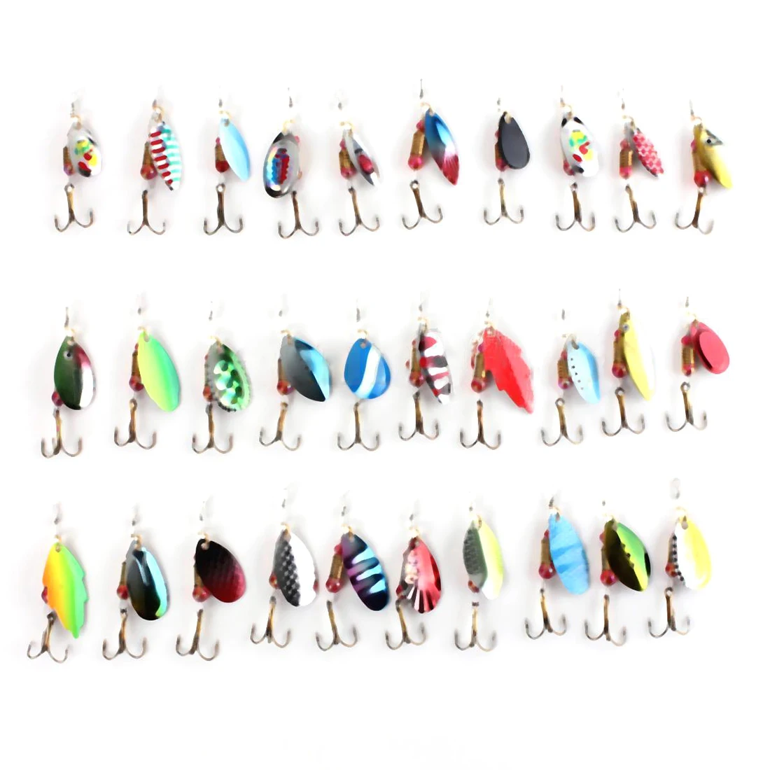 

3 Pcs of (30pcs Assorted Fishing Lures Crankbaits Spinner Baits Hook Minnow Tackle USA)