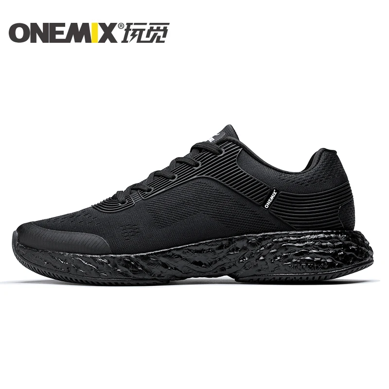 ONEMIX легкие кроссовки мощный отскок дышащие жаккардовые вамп нежные ощущения на ощупь мужские кроссовки Max 12,5 - Цвет: sm black