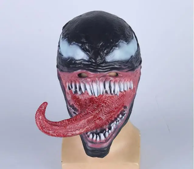 Новая маска Человека-паука Веном с длинным языком для косплея Человека-паука Эдвард Брок Темный супергерой Веном латексная маска ужаса шапочка