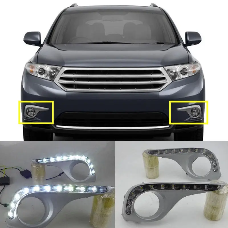 

A Pair White LED Daytime Running Light DRL for Toyota Highlander 2011-2013