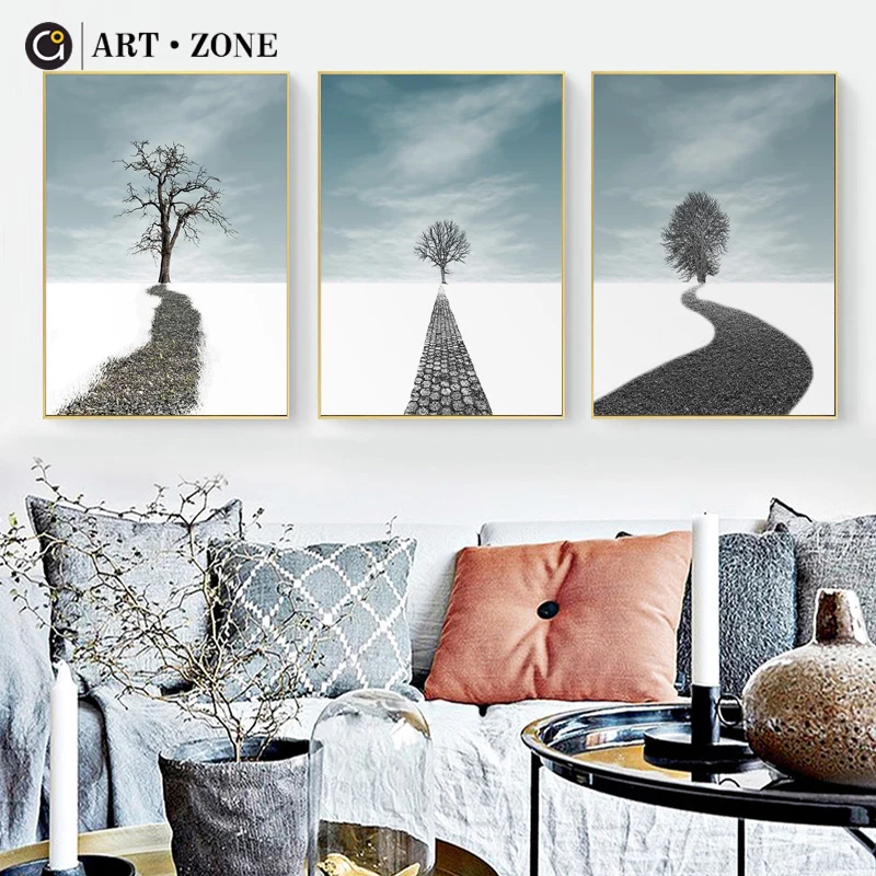 

ART ZONE Canvas Painting Branch Tree Landscape Living Room Interior Wall Beautiful Decorative Painting Canvas Picture Poster