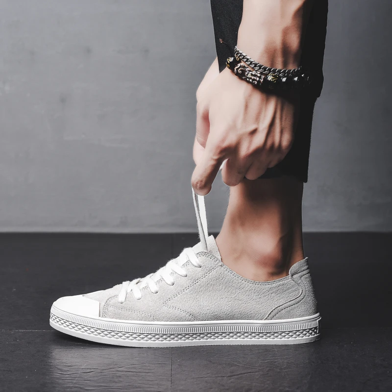 

2018 Board Shoes Men's Leather Breathable Men's Shoes Korean Version of Trend Men's Casual Shoes Students Joker Sneaker Shoes 5