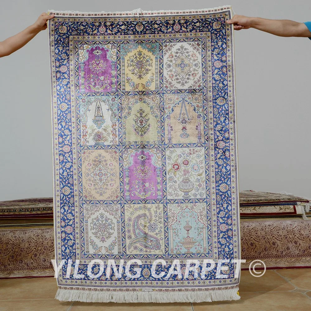 Yilong 3 X4 5 Antique Persian Silk Garden Carpet Hand Knotted Antique Persian Silk Garden Carpet