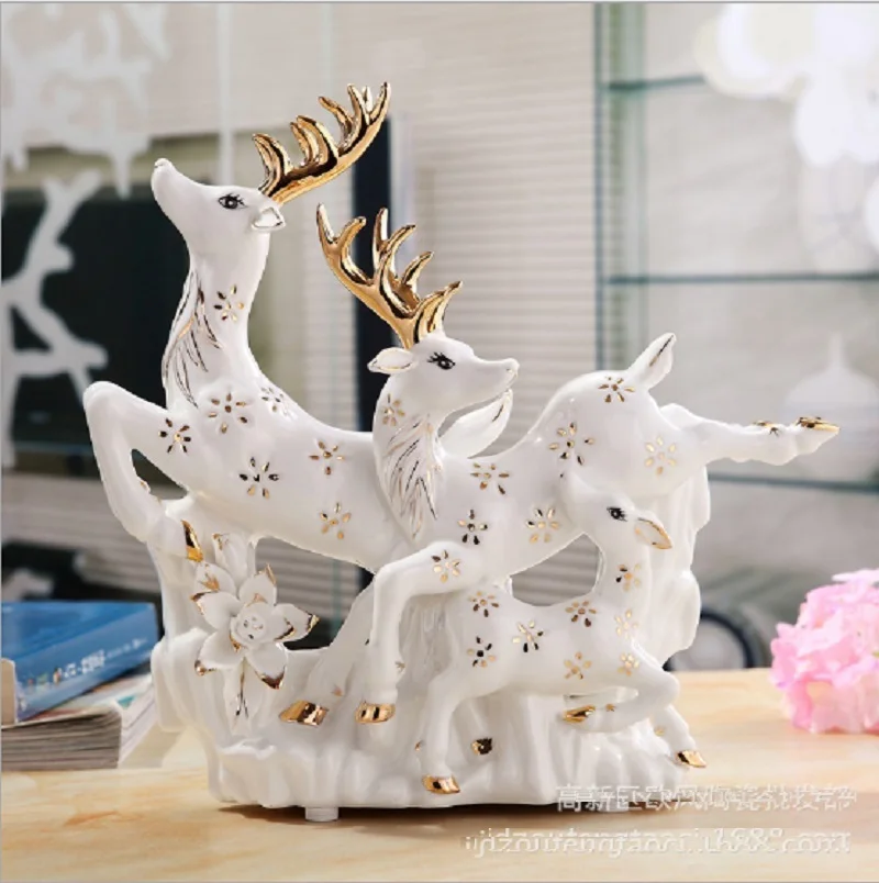

ceramic couples deer lovers home decor crafts room decoration vintage ornament porcelain animal figurines wedding decorations