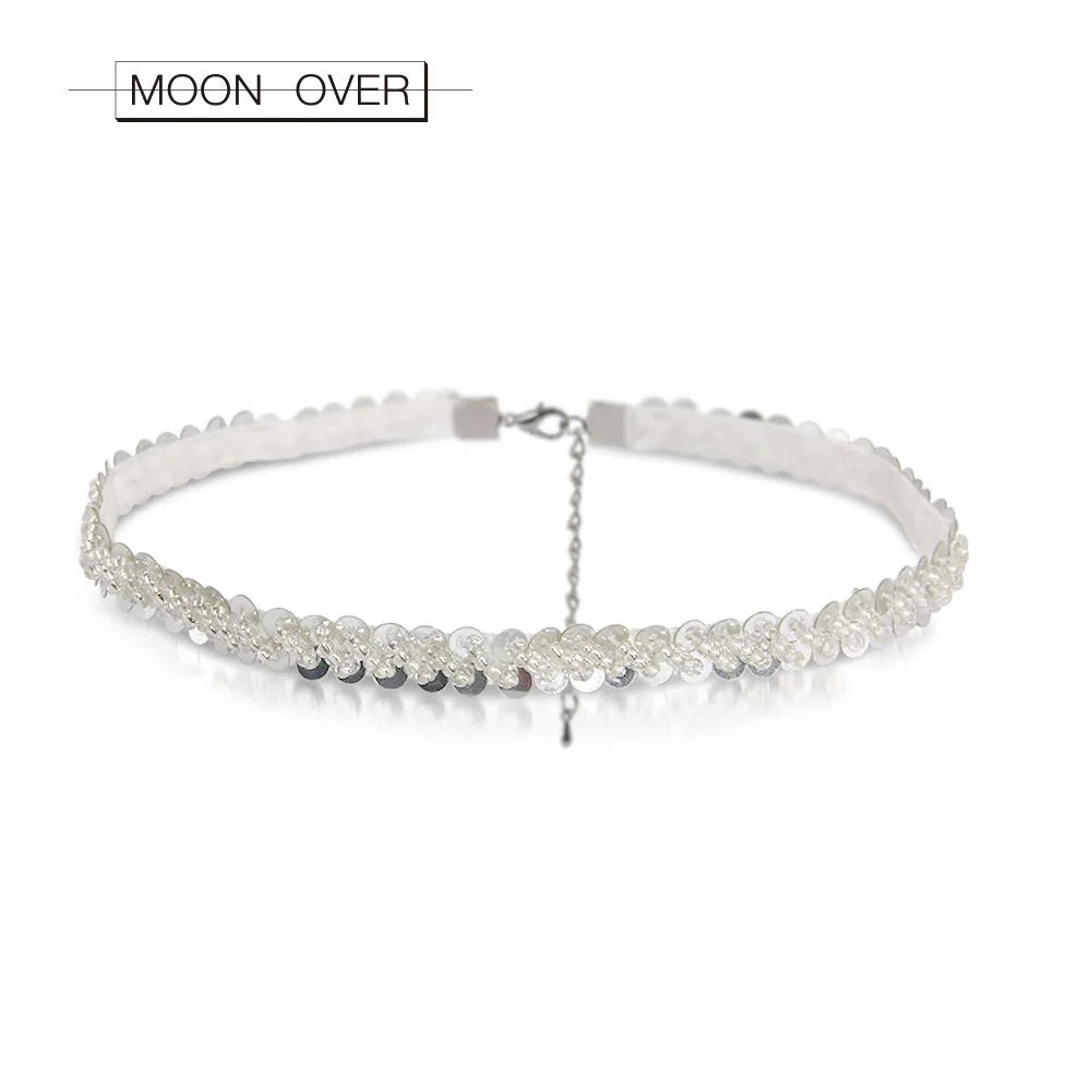 MOON OVER Sequins Choker Neck lace Fashion Jewelry for Women Attract