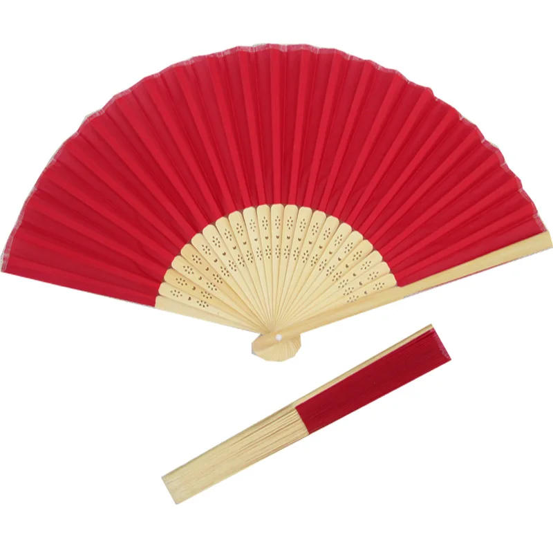 10ks červená bambusová řemesla skládací hedvábí Hand Fans