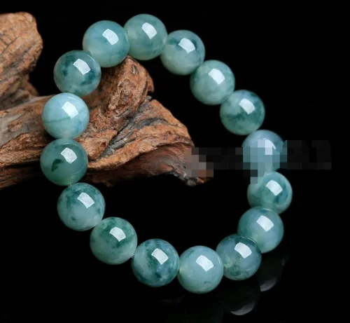

10mm 100% Natural A Grade Green Jadeite Round Gem stone Beads Bracelet