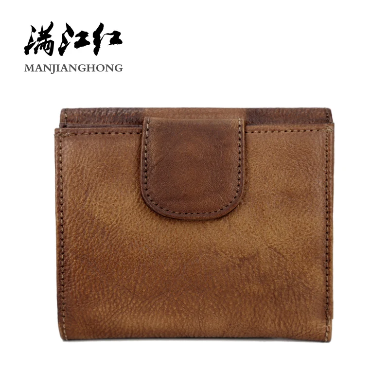 

Men 100% Genuine Leather Wallets Male Short Small Pocket Coin Purse Brand Handmade Boy New Fashion Coffee Business Bags 1639