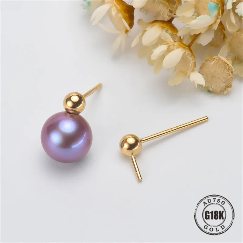 

DIY Earrings Jewelry Findings Blank Earrings Bracket AU750 G18K Yellow Gold Simple Bracket Natural Pearl Needle Cap Accessories
