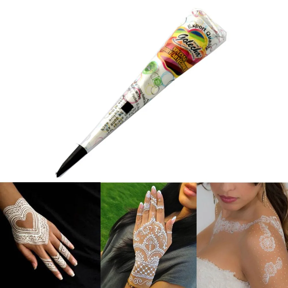 

New 1Pcs Body Painting Art akvagrim Henna Tattoo Tool Gift tattoo Models White Henna Cone Mehendi Temporary Tattoos Kit