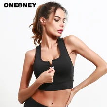 Женские черные на молнии Йога топы ремень Обрезанные Майки пикантные Cross Back Top Фитнес женский спортивный бюстгальтер Sujetador Депортиво Algodon