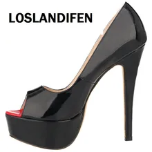 Womens Pumps Patent Leather Wedges Platform Stiletto Red Bottom High Heels Open Toe Sexy Party Shoes Customize Sole Color 817-16
