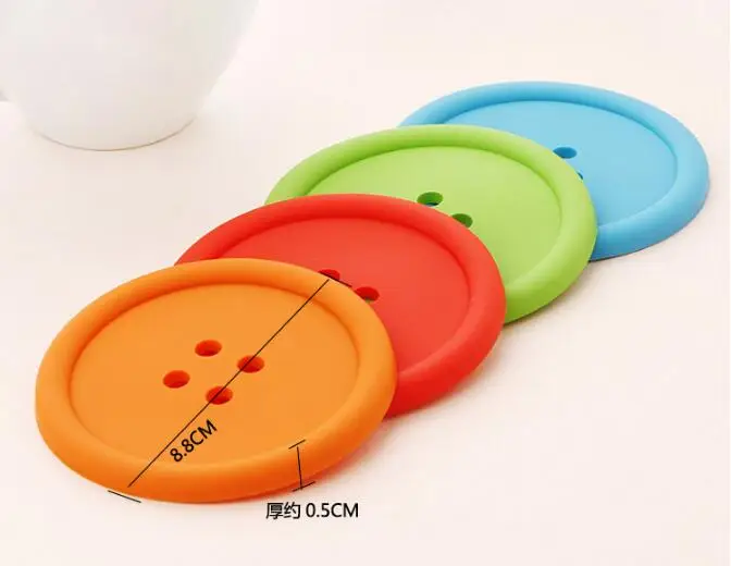 300 шт Модный Цветной дизайн кнопки мультяшный коврик под кружку красивая чашка изоляционная прокладка Coaster