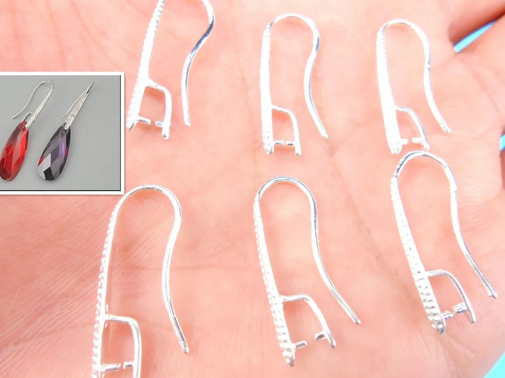 

Wholesale 10Pcs Lot DIY Making Jewelry Earring Findings 925 Silver Ear Hook Earwires Accessory For Crystal Women Gift