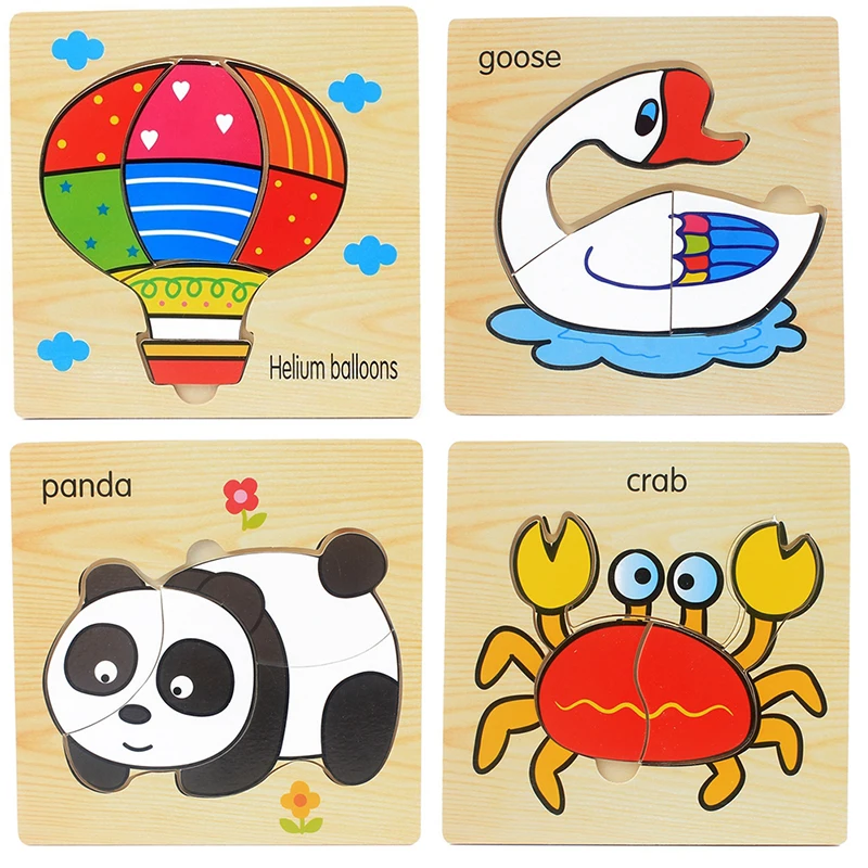 Children Wood Jigsaw Puzzle Cartoon Fruit/Traffic/Ocean/Animals Colorful Puzzle Educational Toys for Children Preschool Training
