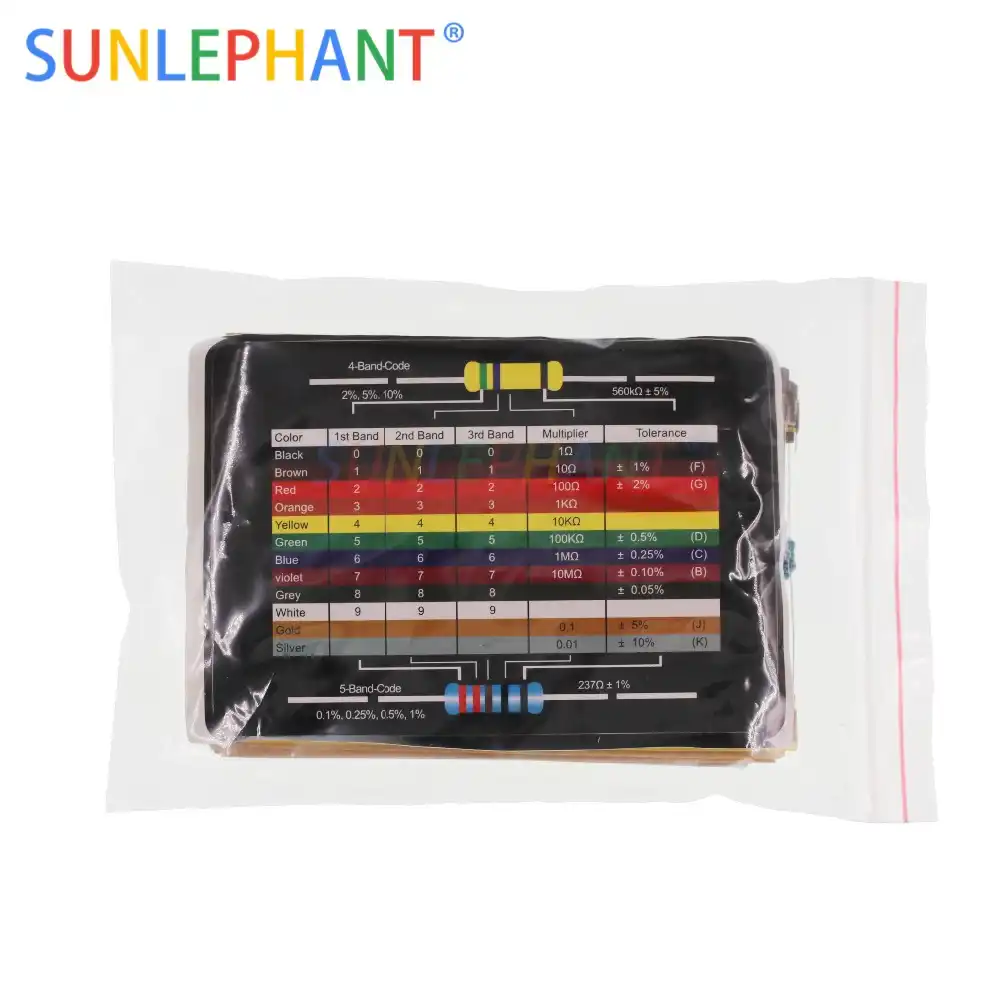 Kit de resistencias de pel/ícula de carbono 1000 unidades de 1 10 m Ohm 1//2 W Resistencia Surtido 100 Valores