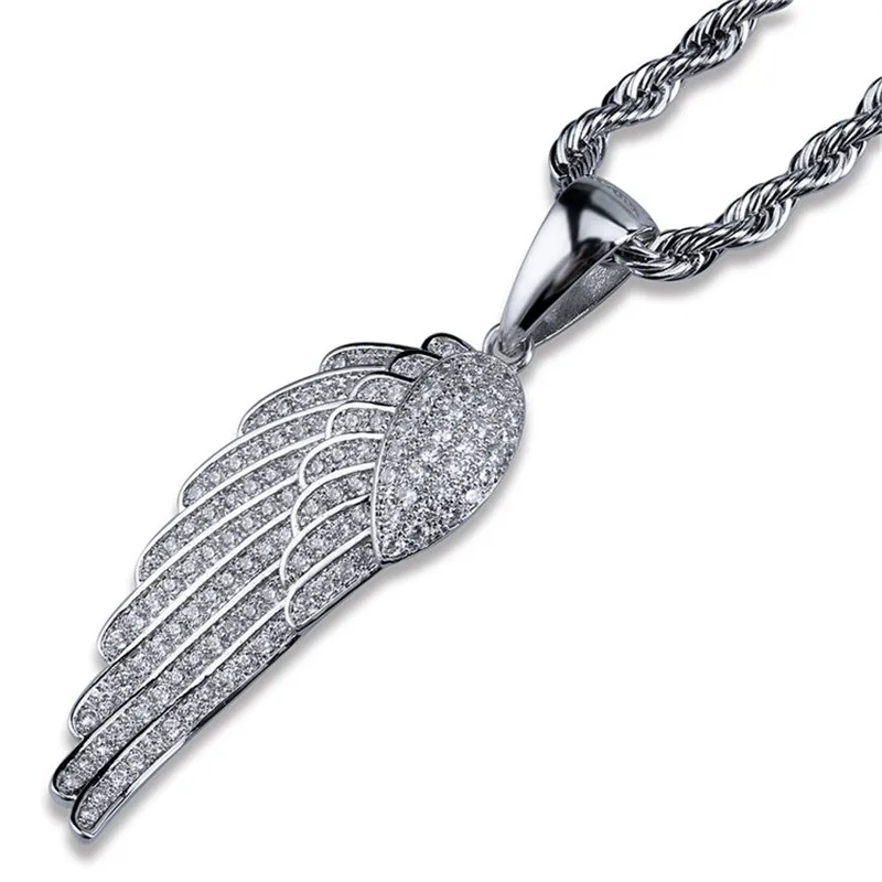 Ожерелье с кулоном в виде крыльев Ангела, ювелирные изделия в стиле хип-хоп, Новое поступление, золотая цепочка с цирконием, мужское ожерелье