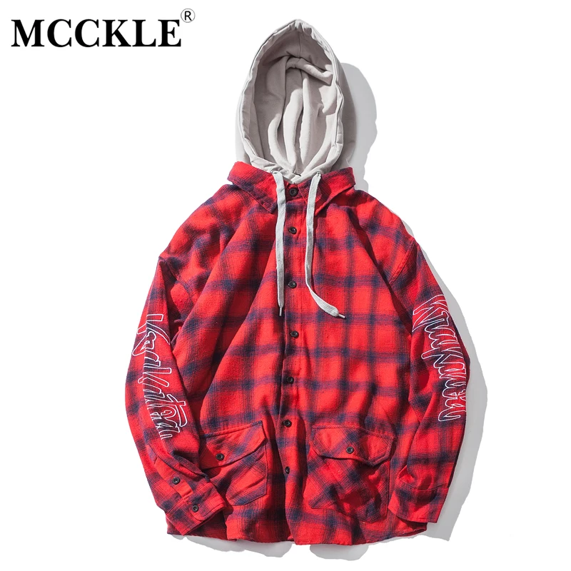 

Plaid Patchwork Couple's Hoodies Men's Jacket Hip Hop Hooded Autumn Single Breasted Button Long Sleeve Coat Men Lovers Coats