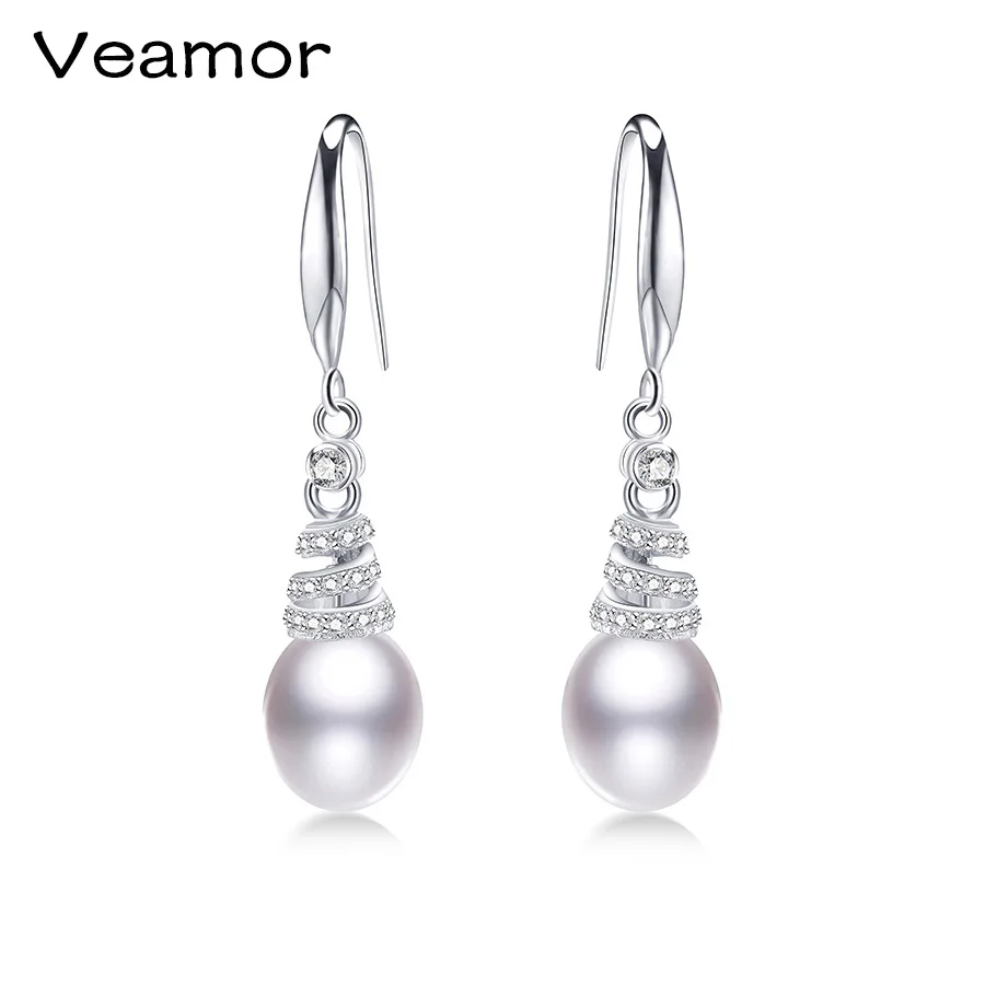VEAMOR 925 пробы-серебро-Ювелирные серьги пресноводные жемчужные для женщин
