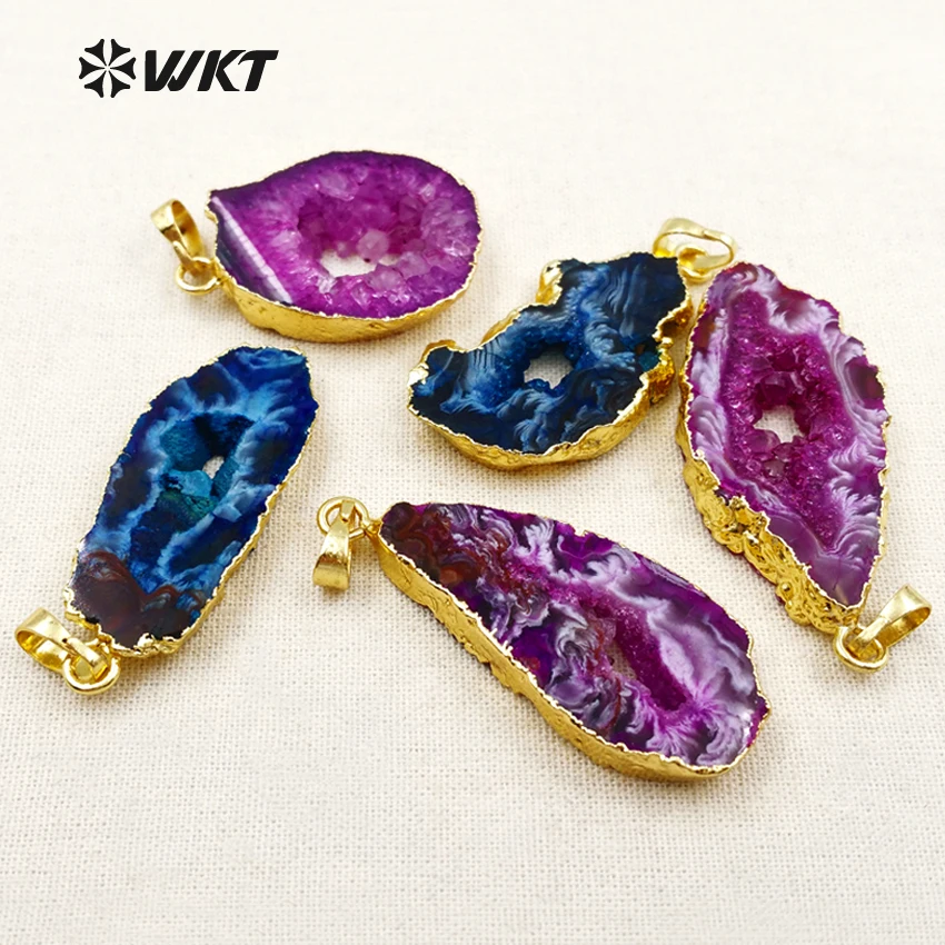 WT P536 хит продаж натуральный срез подвеска из камня|stone pendant|sliced geodesdruzy geode |