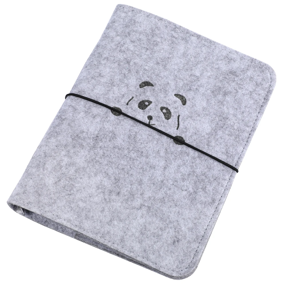 Harphia A5 A6 A7 Wool Felt Panda Planner Loose Leaf Notebook Refillable Spiral Binder Diary Travel Journal Self-design Bandage