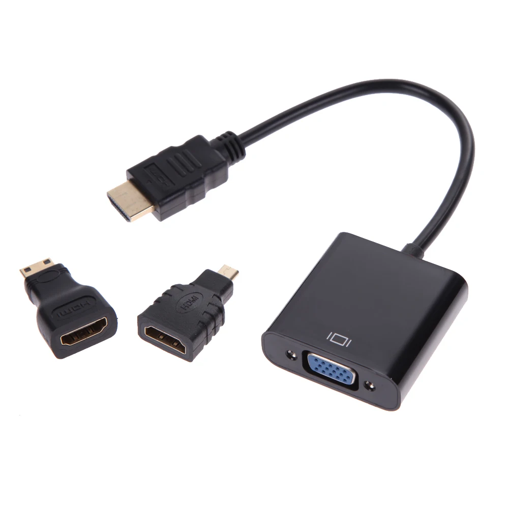 1 шт. Micro/ Mini HDMI в VGA конвертер кабель адаптер 1080P для ПК компьютера черный белый|mini