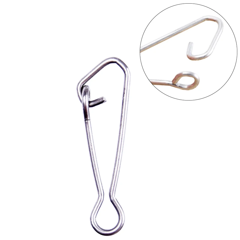 

100pcs/lot Stainless Steel Fishing Connector Rolling Swivels Hooked Snaps Sea Ocean Fishing Line Tools 10-43mm Silver