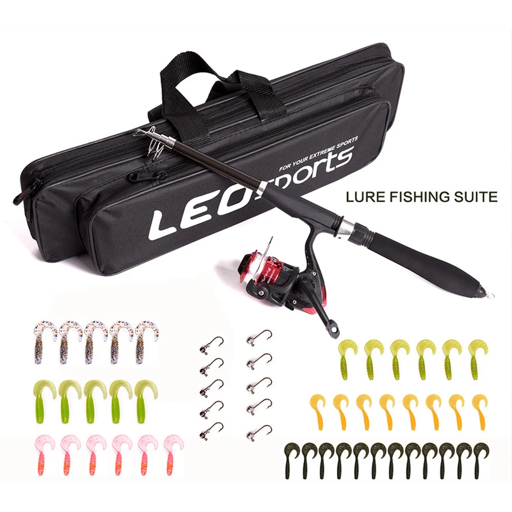 1.6M Telescopic Fishing Rod Combo Set Kit with Reel Gear Set Lure Hook Tackle Boxes Fish Accessories Bag Dropshipping