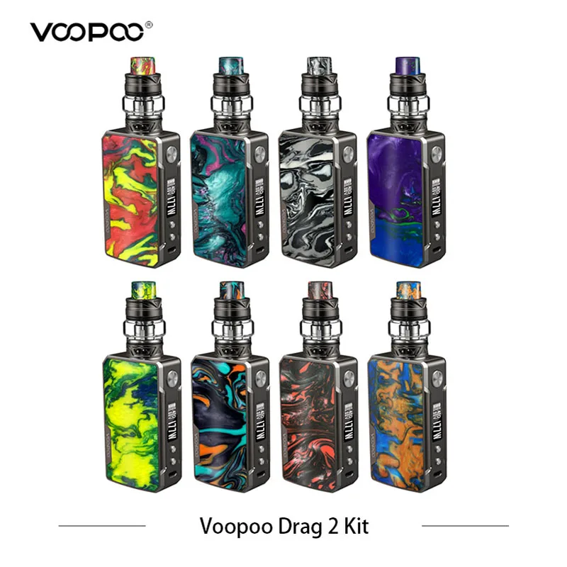 Kaufen Original VOOPOO Drag 2 Kit mit Batterie 177w Box Mod Harz Kit Vape E Zigarette mit UFORCE T2 tank U2 N3 Mesh Spule E Zigaretten