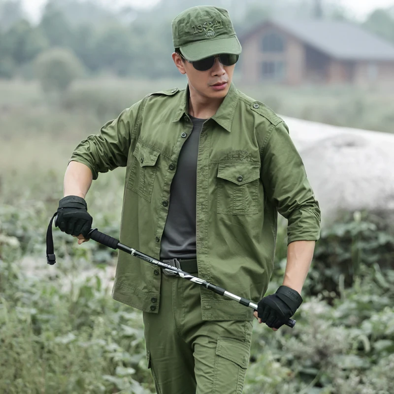 

Summer Outdoor Military Uniform Army Tactical Set Men Training Combat Suit Soft Cotton Breathable Sports Hunting Camouflage Suit