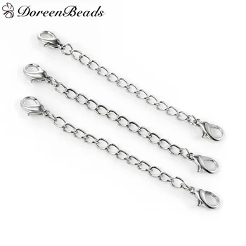 

DoreenBeads Alloy Extender Chain For Jewelry Necklace Bracelet dull silver color With Lobster Claw Clasp 76mm(3") long, 30 PCs