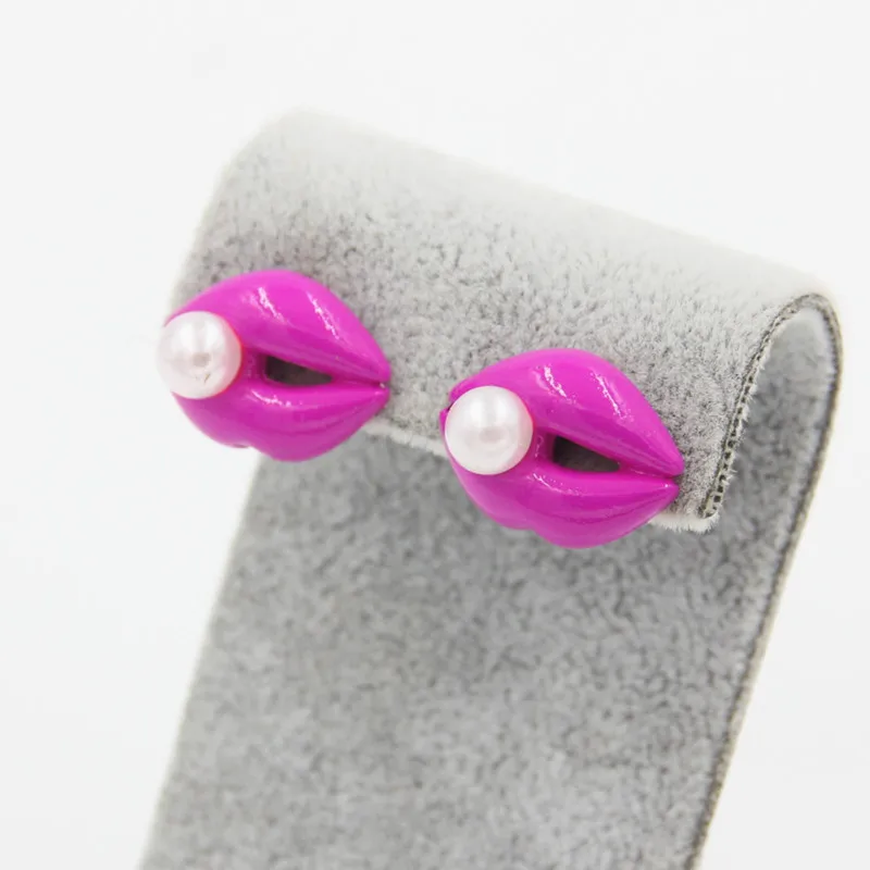 Fashion Hiphop Sexy Red Lips Mouth Acrylic Letters Earrings