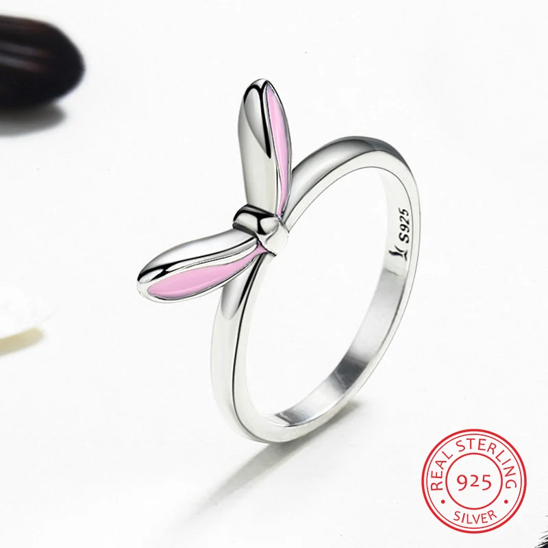 New Authentic 925 Sterling Silver Sweet Pink Rabbitgirls Finger Rings For Women Girls Fashion Animal Romantic Jewelry | Украшения и