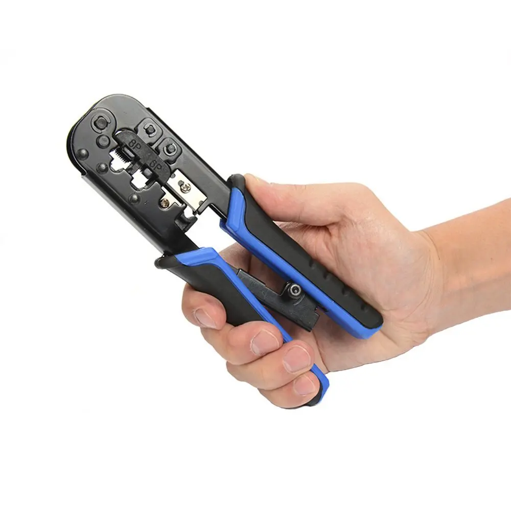 

Ethernet Crimping Tool Network Cable Pliers Ratchet Crimping Pliers for RJ22, RJ11, RJ45 Network Telephone Cables