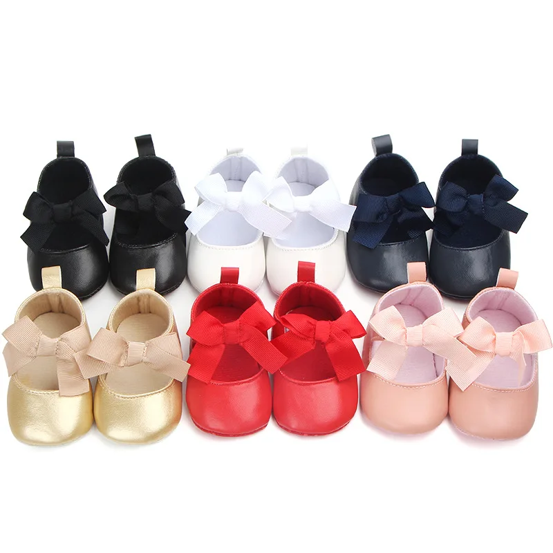 New 0-18M Toddler Baby Girl Soft PU Princess Shoes Bow Bandage Infant Prewalker Newborn Baby Shoes